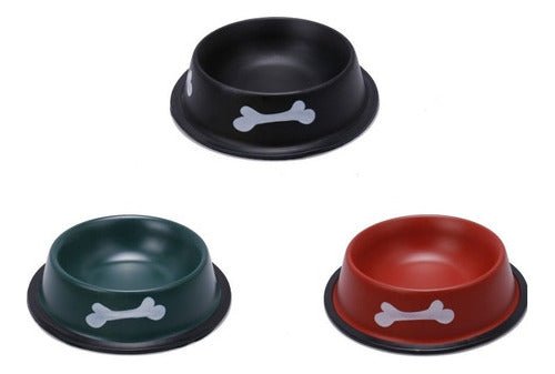 Plato Comedero Aluminio Colores Para Mascotas Medianas