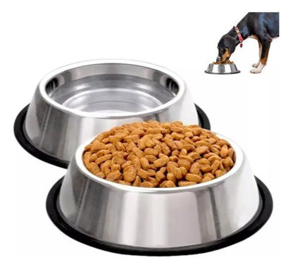 Plato Comedero Aluminio Grande Colores Para Mascotas Perros - Mi tienda 
